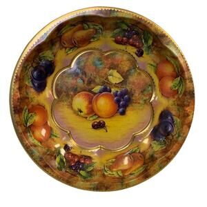 Vintage 1971 Daher Decorated Ware Metal Fruit Themed Shaped Bowl Made in England
